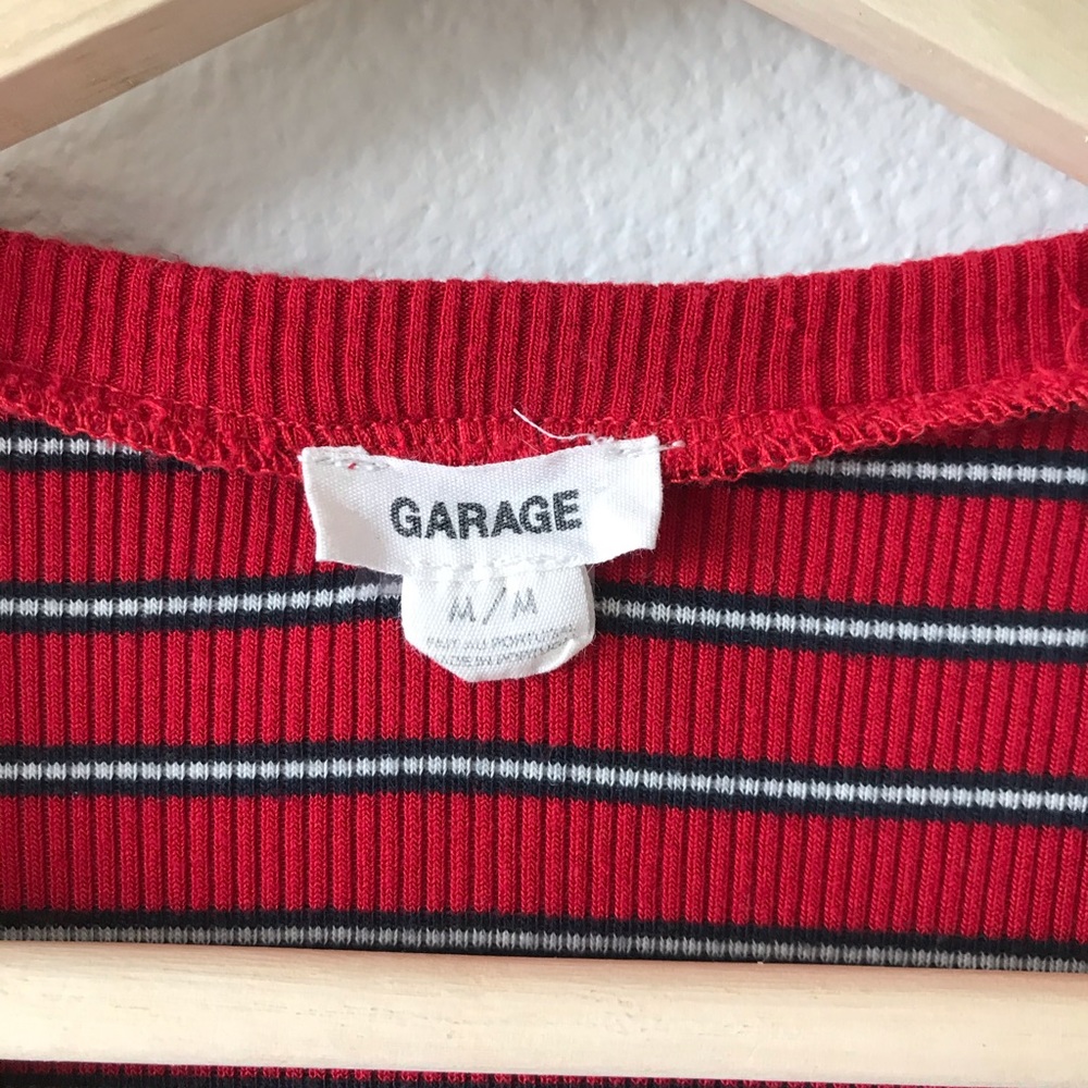Garage Red Tee with Stripes - Picture 2 of 4
